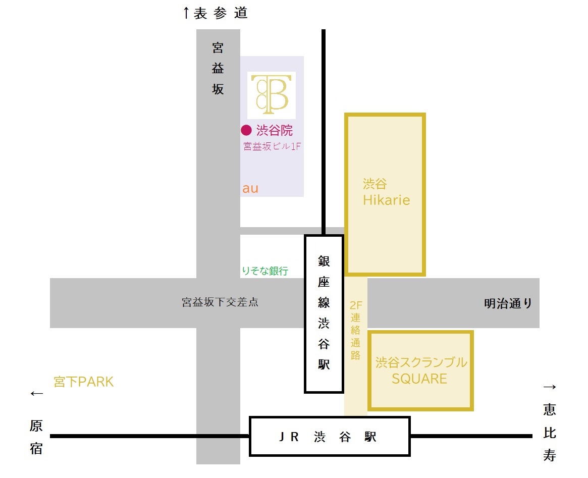 駅から渋谷院までの道のり地図
